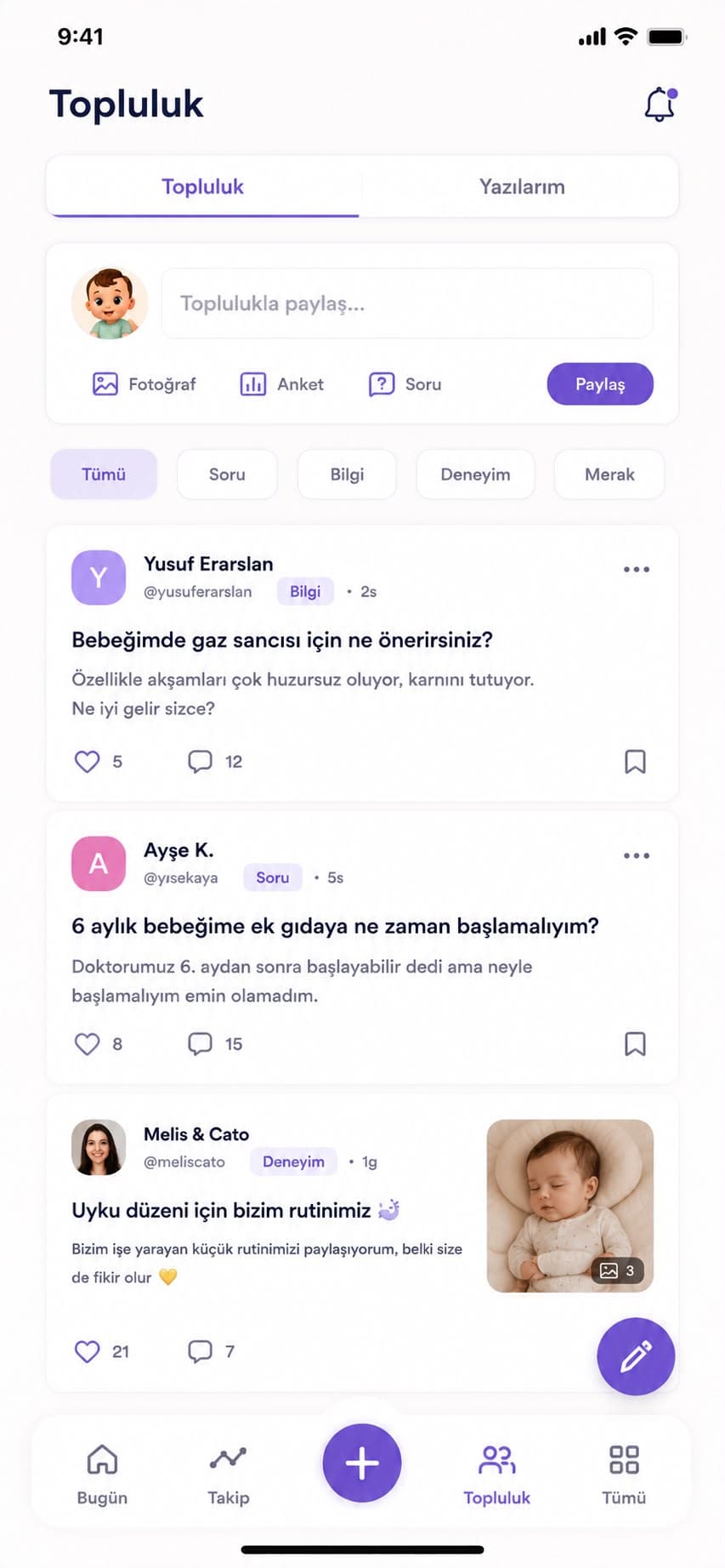 Mammoria hızlı bebek bakım kaydı